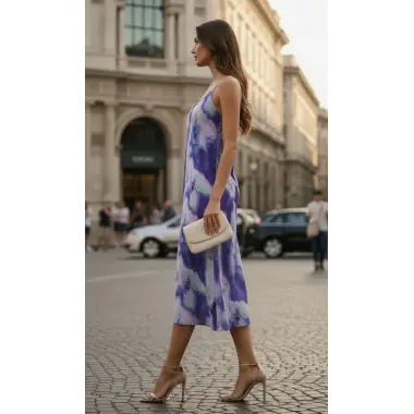 New Jersey Askılı Desenli Elbise Tasarım 2026