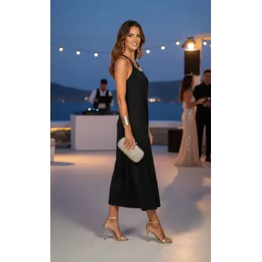 Melania Örme Kolye detay Elbise Tasarım 2026