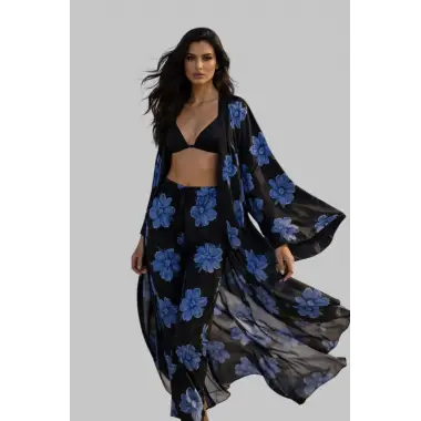 Vegas Krep Saten İkili Kimona Takım Tasarım