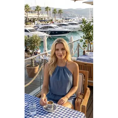 Penolope Shark Pamuklu Taş Askılı Takım Tasarım