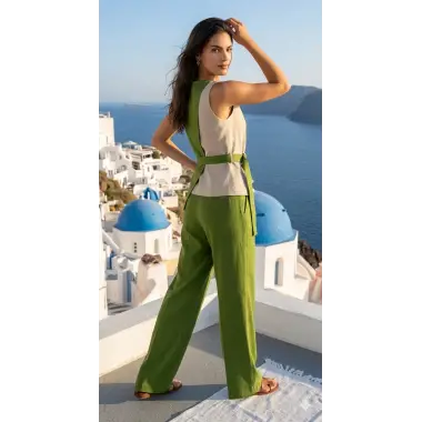 Marta dafer Toka detay kruvaze İkili Keten Takım Tasarım