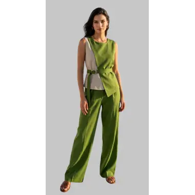 Marta dafer Toka detay kruvaze İkili Keten Takım Tasarım