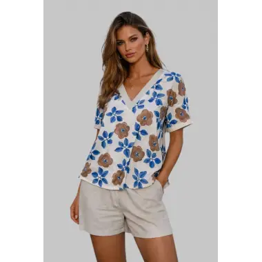 Lora Desenli İkili keten Takım Tasarım