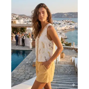 Sandra beti Aksesuar Detay İkili Keten Takım Tasarım