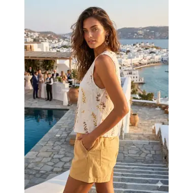 Sandra beti Aksesuar Detay İkili Keten Takım Tasarım
