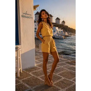 Eva rose Aksesuar Detay Keten İkili Takım Tasarım