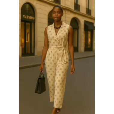 Artemis Organik Kruvaze Bağlama Detay İkili Keten Pantolon Tasarım Takım