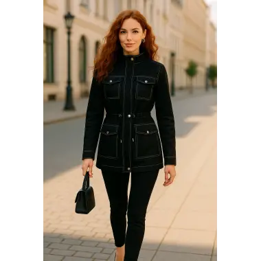 Ducker Dikiş Detay Gabardin ceket WR Tasarım