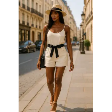 Edna Keten Şortlu Bağlamalı Tulum Tasarım