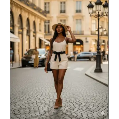 Edna Keten Şortlu Bağlamalı Tulum Tasarım