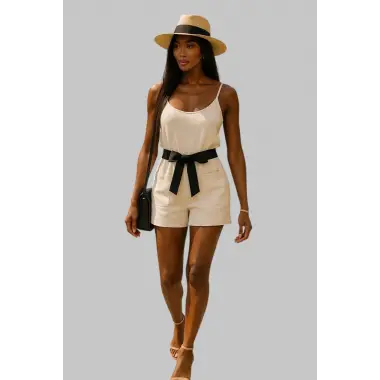 Edna Keten Şortlu Bağlamalı Tulum Tasarım