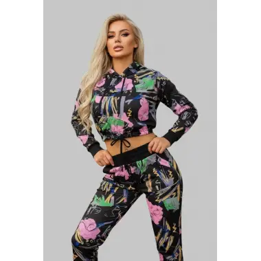 Gigi Dijital Baskı Kapüşonlu Dalgıç Eşofman Takım