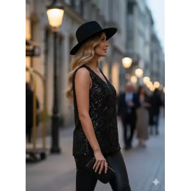 Giulia İthal Şifon Tül İşlemeli Tasarım Bluz S 2026