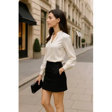 İsabella Hakim Yaka Saten Bluz