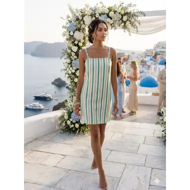 Juliette kiki Pamuk Keten Yaka boncu Detay Elbise Tasarım