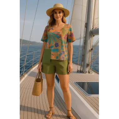 Madonna Keten Şortlu takım