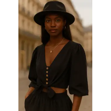 Marekeş Keten Crop ikili Takim