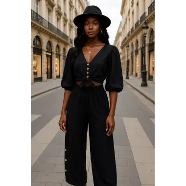 Marekeş Keten Crop ikili Takim