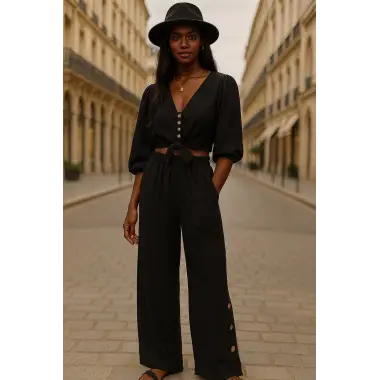 Marekeş Keten Crop ikili Takim