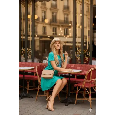 Miami Baskılı Uzun Likralı Elbise