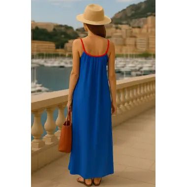 Mirabel Şifon Örme Askılı Tasarım Elbise