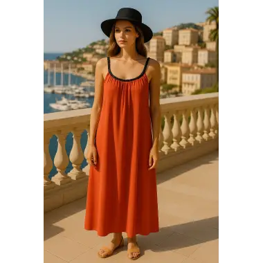 Mirabel Şifon Örme Askılı Tasarım Elbise