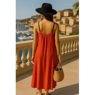 Mirabel Şifon Örme Askılı Tasarım Elbise