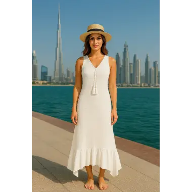 Monaco Brode Örme Elbise Şık Trend