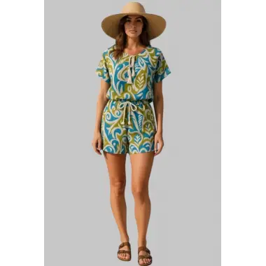 Paris Keten Renkli Şortlu Takım Tasarım