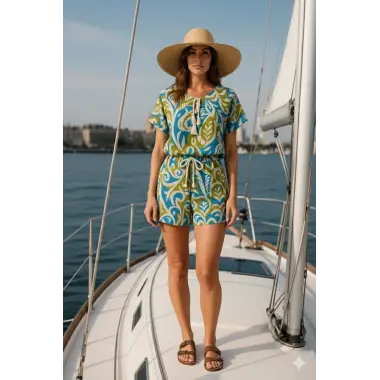 Paris Keten Renkli Şortlu Takım Tasarım