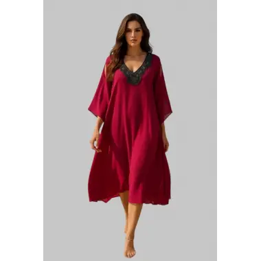 Sarra İhtal Yaka Detay Plaj Elbisesi Tasarım