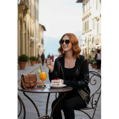 Sendi Deri Bloklu Bomber Tasarım Mont