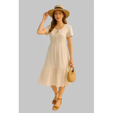 Tamara Beyaz penye Tasarım Elbise W 2026