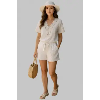 Tamara Çift Cepli Örme İkili Şortlu Takım