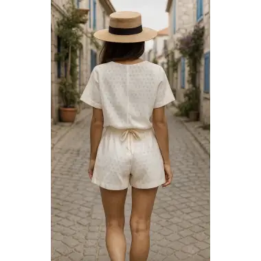 Tamara Çift Cepli Örme İkili Şortlu Takım