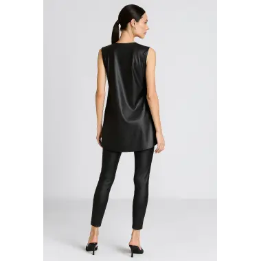 Zeyna Fermuar Detay Çok Yönlü Kullanım Suni Deri Trend Bluz