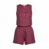 Dora croft Düğme Detay Yelekli Şortlu Keten Takım Tasarım