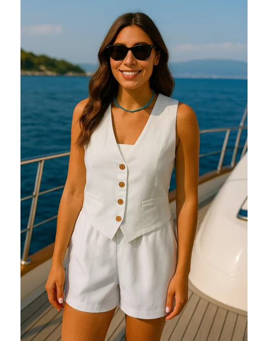 Caroline İthal İkili Keten Takım
