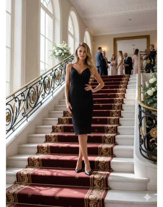 Donetella İthal Dantel Brode Tasarım Elbise S 2026