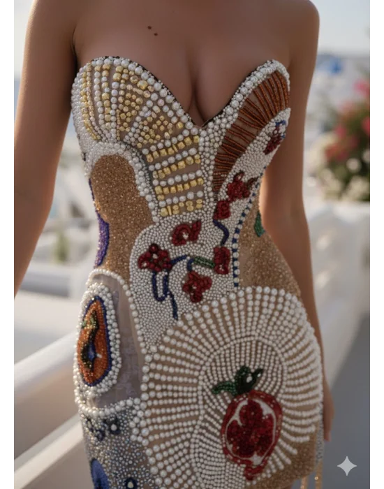 Gloryy Bella İthal Taş işlemeli Tasarım Elbise S 2026