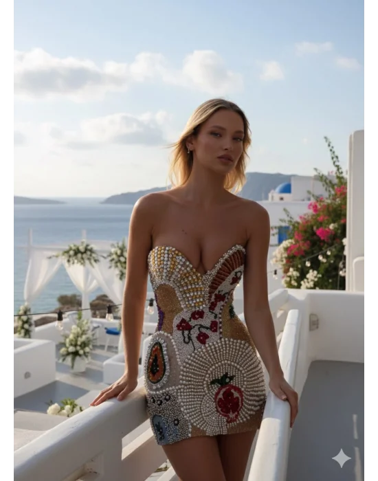 Gloryy Bella İthal Taş işlemeli Tasarım Elbise S 2026