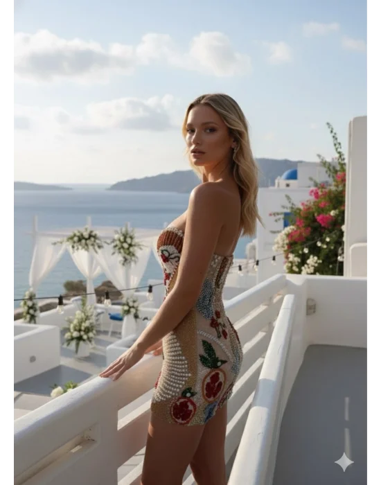 Gloryy Bella İthal Taş işlemeli Tasarım Elbise S 2026