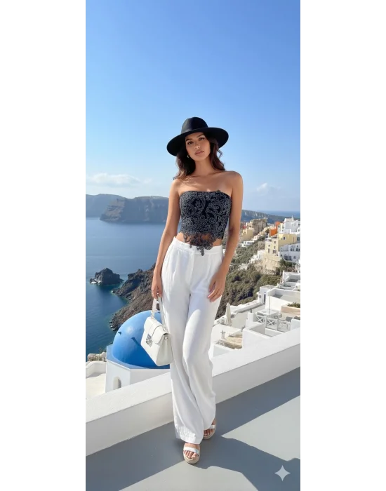 Rafael Lara France Dantel İşlemeli Brode Crop Bluz S 2026