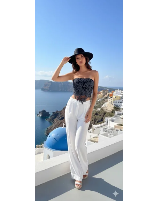 Rafael Lara France Dantel İşlemeli Brode Crop Bluz S 2026