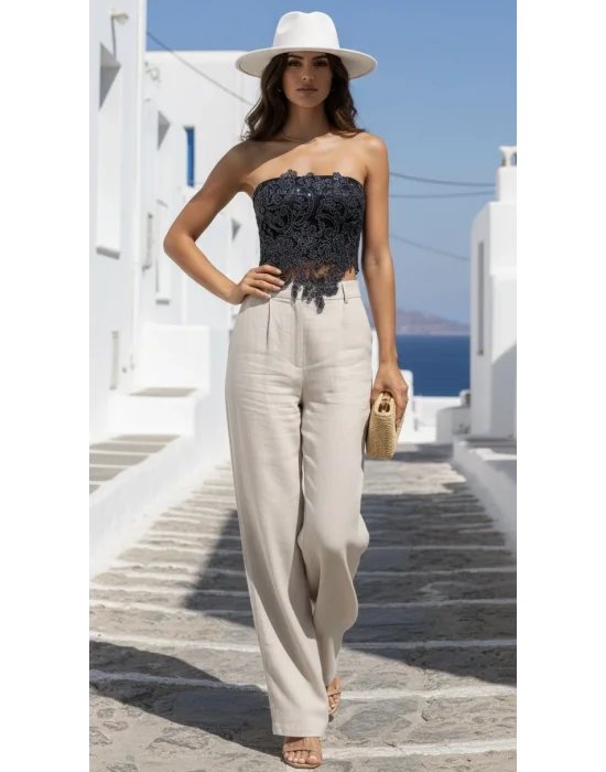 Rafael Lara France Dantel İşlemeli Brode Crop Bluz S 2026