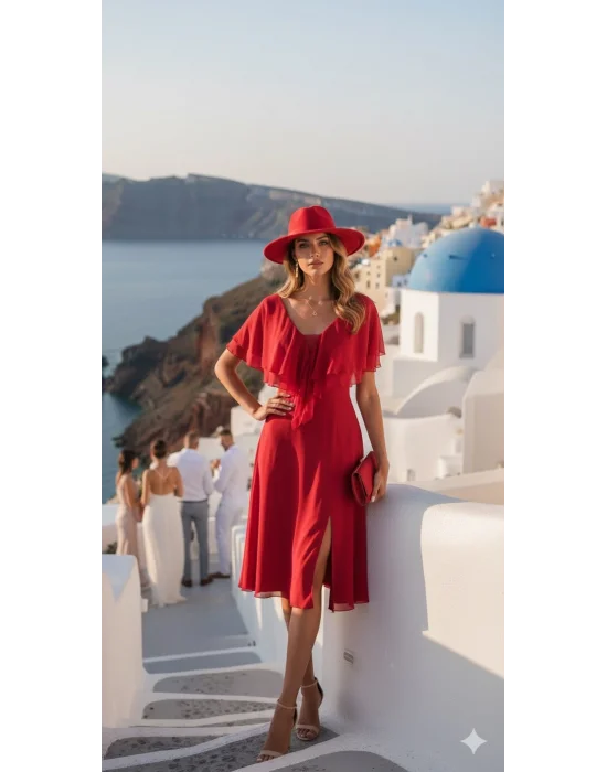 Monica Valonlu İthal Şifon Elbise Tasarım S 2026