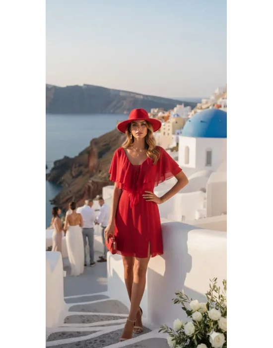 Monica Valonlu İthal Şifon Elbise Tasarım S 2026