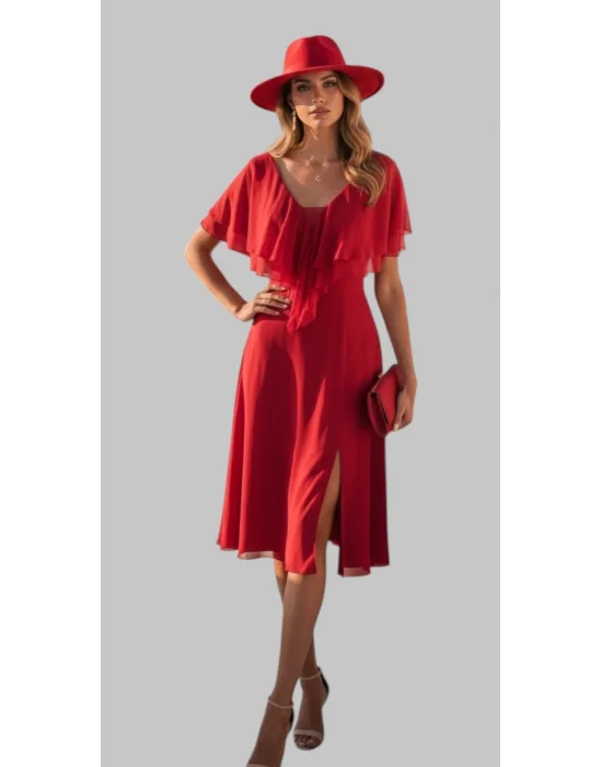 Monica Valonlu İthal Şifon Elbise Tasarım S 2026