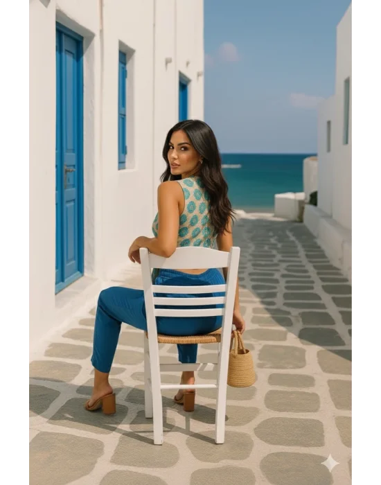 Alaçatı İki Renkli Keten Pantolon Takım