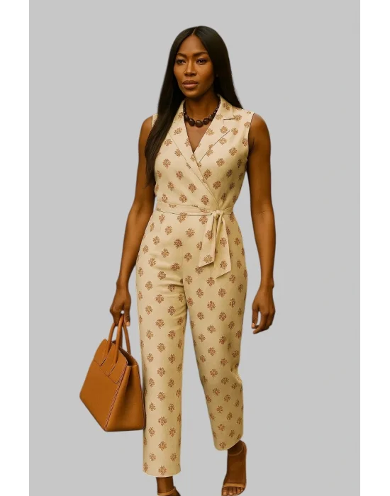 Artemis Organik Kruvaze Bağlama Detay İkili Keten Pantolon Tasarım Takım